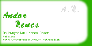 andor mencs business card
